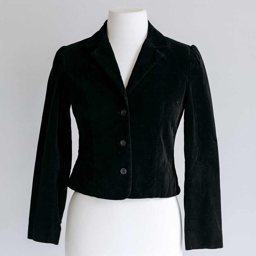 Mixit Stretch Black Blazer Size 8 Black Velvet Vintage Whimsygoth Witchy Goth